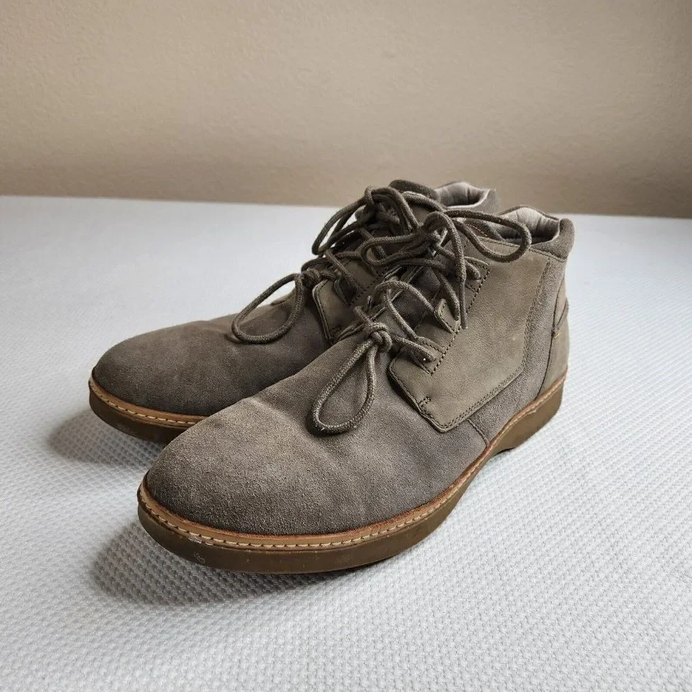 Ahnu Chukka Boots Broderick Mens 12 Lace Up Leather Brown Taupe Ankle Suede